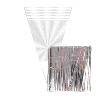 Imagem de 100 Saco Cone para Lembrancinha 18x30cm com Fecho - AAZ, Petit Poa