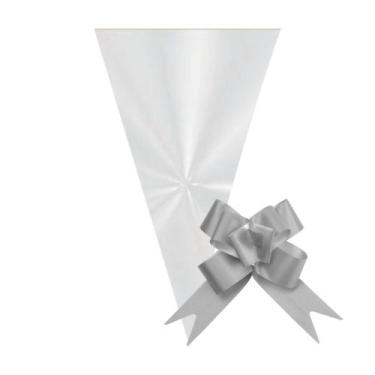 Imagem de 50 Saco Cone para Lembrancinha 18x30cm com Laço - AAZ, Incolor