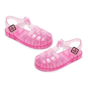 Imagem de Amtidy Jelly Shoes para meninas, sandálias de pescadores infantis, sandálias de aniversário de princesa com glitter, rosa, 12 Little Kid