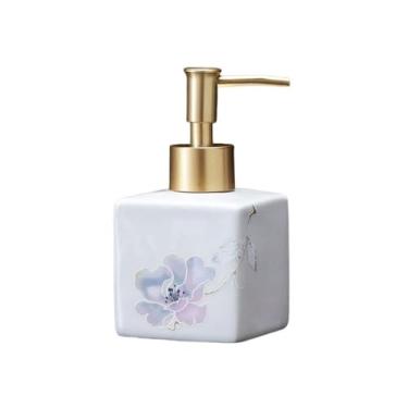 Imagem de Dispensador de sabão Frasco de pressão alto valor cor dispensador xampu para sabonete líquido 280ML/450ML vazio loção cerâmica para hotel(Pequeno)
