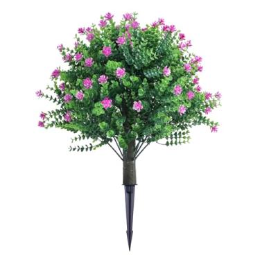 Imagem de HEEPDD 2 Unidades de árvores Esféricas de Eucalipto Artificial, Arbustos Artificiais de 19,69 pol. Com Pontas de e Flor Roxa para Varandas Frontais, Jardins, Escritórios e