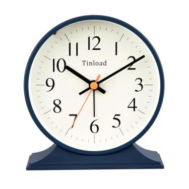 Imagem de Despertador analógico retrô de 11 cm, decoração vintage, relógio pequeno super silencioso sem tique-taque com luz manual, soneca, operado por bateria, para quarto, sala de estar, escritório, mesa de
