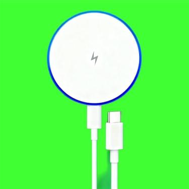 Imagem de Cabo carregador magnético sem fio de 15 W, base de carregamento rápido com cabo USB C para iPhone 17 16 15 14 13 12 Series/AirPods 4/3/2/Pro, ultraleve para viagens e escritório (1 unidade)