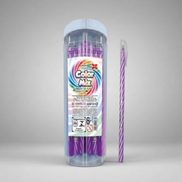 Imagem de Caneta Esferográfica Espiral, Roxa, Ponta 0.7mm, Kit com 24 Unidades, Design Ergonômico, Grip Espiral, Escrita Suave, para Escritório e Uso Escolar