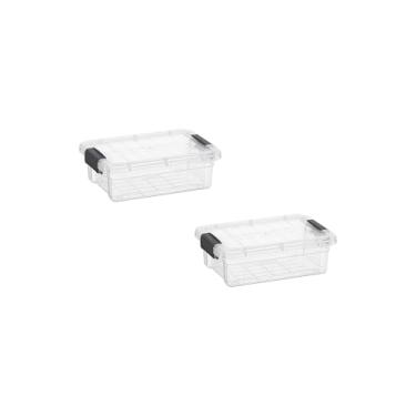 Imagem de Superio Mini recipiente de armazenamento caixa de giz de cera de plástico suprimentos de arte e estojo de costura empilhável transparente pequeno organizador para contas, papelaria, giz e alimentos