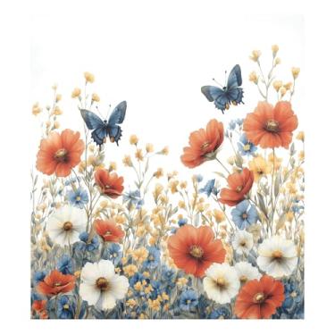 Imagem de Blueangle Capa de ímã vintage de flores silvestres para lava-louças, decoração de capa frontal de lava-louças, adesivos de eletrodomésticos, adesivos de eletrodomésticos, adesivo magnético decorativo