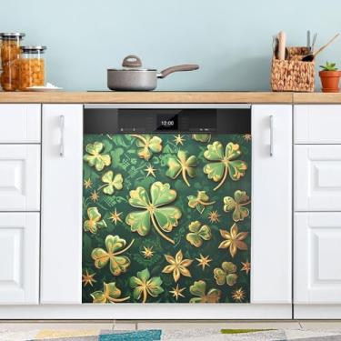 Imagem de ATTX Capa magnética para lava-louças do trevo do Dia de São Patrício, 58,4 cm C x 66 cm A, decoração da capa da máquina de lavar louça, decalques para armários domésticos e eletrodomésticos adesivos