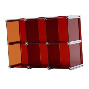 Imagem de Bothyi Figura Armazenamento de copo Organizador de armazenamento 6 Compartimentos Multifuncionais Organizador Cosmético Maquiagem de Bandeja Stand para, Vermelho