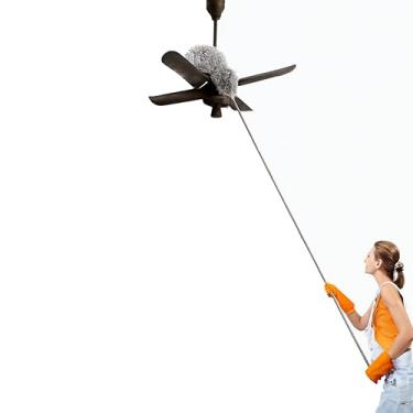 Imagem de Espanador Telescópico Profissional com Microfibra, Extensível até 2,8m, Cabo de Aço Inoxidável, para Limpeza de Tetos, Lustres e Superfícies Altas