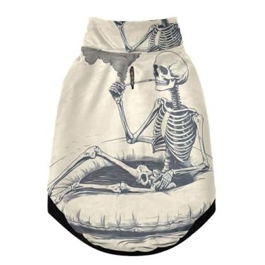 Imagem de SEHANY Casaco de cachorro com tatuagem de caveira para cães pequenos, superquente à prova de vento, jaqueta de inverno macia e aconchegante para clima de neve fria com coleira para animais de