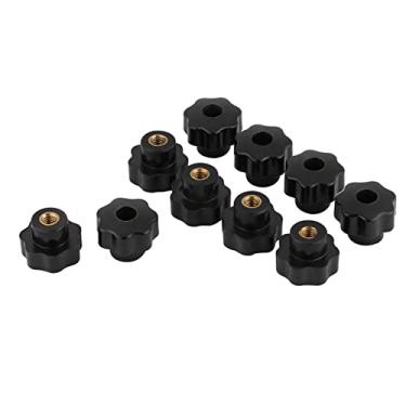 Imagem de Hyuduo 10 Peças Botões de Porcas de Fixação de Cabeça de Estrela Preta Botão Feminino, Alça de Botão de Forma Redonda de Plástico M6 * 25 para Máquina-ferramenta, Arruelas de Bloqueio de Mola,