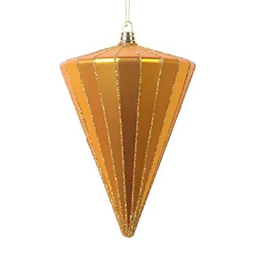 Imagem de Vickerman Ornamento de cone de ouro antigo fosco de 15 cm, 3 por bolsa.