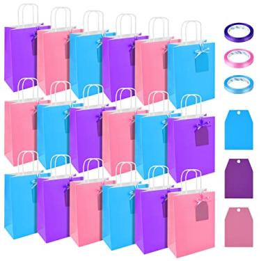 Imagem de FEPITO 24 peças de sacos de lembrancinha de festa com etiquetas de presente, sacos de papel kraft, sacos pequenos de festa para festa de aniversário de sereia, chá de bebê, casamento