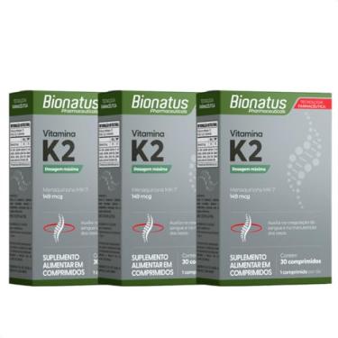 Imagem de Kit com 3 - Vitamina K2 Menaquinona MK 7 90 Comprimidos