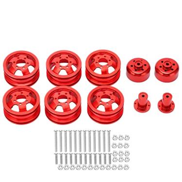 Imagem de CUOFYUNL Cubo de roda RC Liga de alumínio de alta precisão Resistência ao desgaste Cubo de roda de carro RC para WPL C14 24 34 44 B14 24 16 36 (Vermelha)