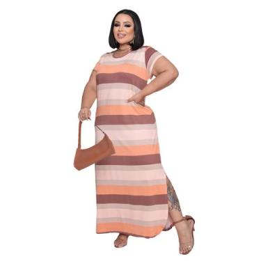 Imagem de Vestido Plus Size Curve Longo Fendas Moda Verão Manga Curta 2710pai - 