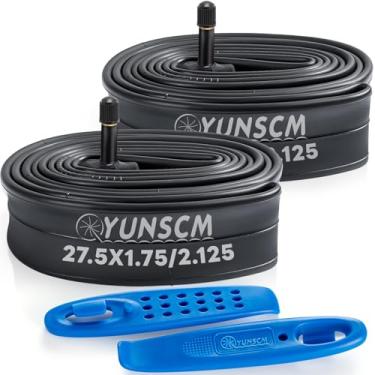 Imagem de Tubo interno de borracha de butilo de bicicleta de 27,5 polegadas YunSCM, tubo interno de 3 alavancas de pneu MTB Mountain Bike, pacote com 2