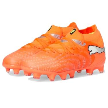 Imagem de Puma Tênis unissex infantil Future 9 Pro Firme/Artificial Ground Soccer Cleats (criança pequena), Vermelho brilhante/branco/preto/prata, 17