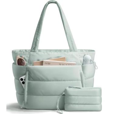 Imagem de Bolsa de ombro acolchoada para professores e enfermeiras para escola, viagem, academia, Verde menta, Large