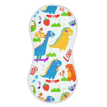 Imagem de xigua Conjunto de 4 panos de musselina para bebês fofos dinossauros, super macios e absorventes, roupas de arroto de algodão, presente de chá para recém-nascidos, bebês meninas e meninos