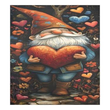 Imagem de Qilmy Capa de ímã de máquina de lavar louça de gnomo fofo dia dos namorados 58 x 66 cm capas decorativas de geladeira para porta frontal adesivo de folha magnética máquina de lavar louça painel