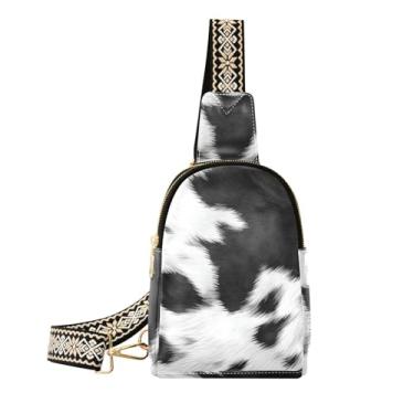 Imagem de CEBUGI Bolsa tiracolo feminina com textura de couro bovino, pochete transversal para trilhas, viagens ao ar livre