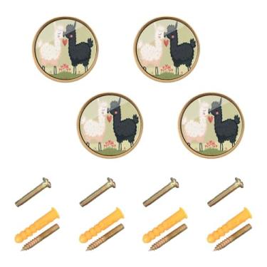 Imagem de Qilmy 4 maçanetas de armário preto e branco maçanetas de gaveta de casal de ovelhas - ferragens de armário de cozinha sólidas maçanetas para casa, cozinha, banheiro ou escritório668