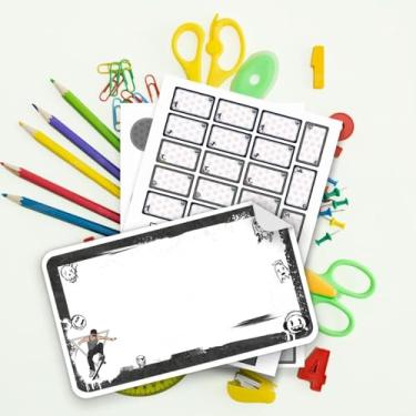 Imagem de Kit Etiquetas Escolares Infantis Esporte 02 Skate para identificar material escolar, cadernos, livros, lancheira e garrafinha infantil