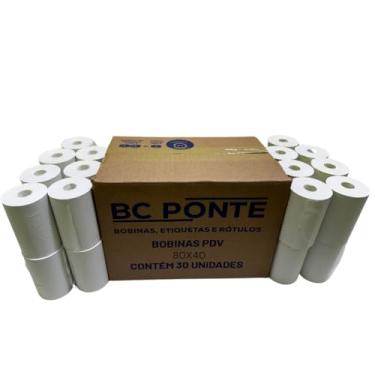 Imagem de Bobina térmica 80x40 para cupom fiscal de 40 metros com 30 rolos