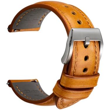 Imagem de REZERO Pulseiras de relógio de couro feitas à mão, de liberação rápida, pulseiras de relógio luxuosas de couro curtido vegetal de flor integral, resistentes e resistentes ao desgaste, substituições de