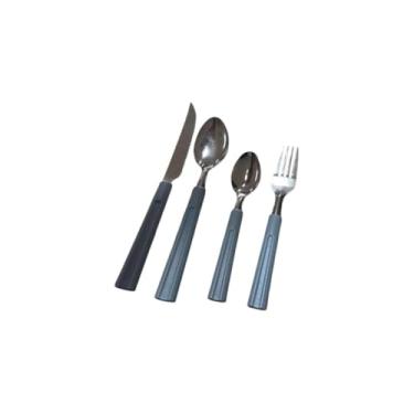 Imagem de Jogo de Faqueiro 21 Peças em Aço Inox com Porta Talher, Cinza, para 4 Pessoas, Inclui Garfos, Facas e Colheres