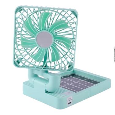 Imagem de Mini Ventilador Portátil Dobrável com Painel Solar e USB, 3 Velocidades, 20W, Cabeça Ajustável 360º, 22x13x18.5cm, para Camping e Atividades ao Ar Livre