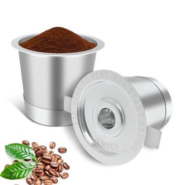 Imagem de Irmidi Pacote com 2 cápsulas de café reutilizáveis para acampamento com máquinas de café Keurig 1.0, cápsulas de café reutilizáveis de aço inoxidável com design de alças resistentes ao calor