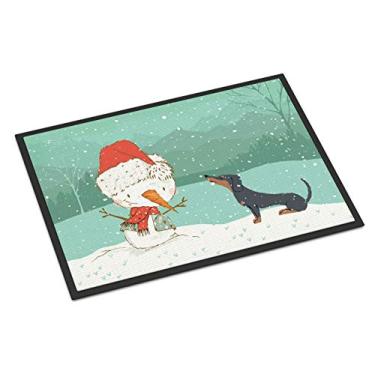 Imagem de Caroline's Treasures CK2083MAT Tapete de Natal com boneco de neve de Dachshund preto bronze 45,7 x 68,7 cm, 45,7 x 68,7 cm, multicolorido