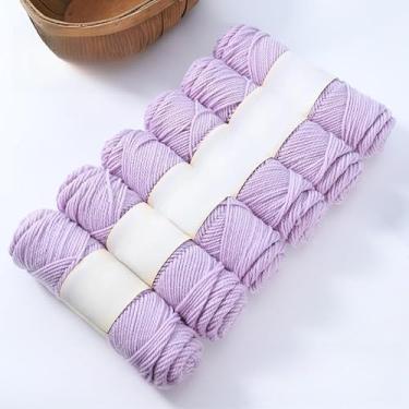 Imagem de Bolas de fio de mistura de lã média - fio de tricô macio à mão para cachecóis, suéteres e projetos de malha, durável e quente (roxo claro)