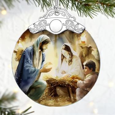 Imagem de Presentes Cristãos: Enfeites de Natal de Presépio (Decorações de Natal Religiosas) | Decoração de Natal Cristã, Ornamento de Sagrada Família, Presentes Religiosos, Presente de Batismo e Presente Único