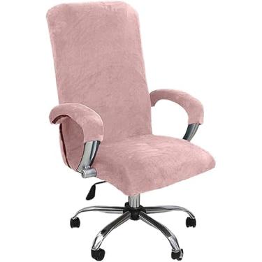 Imagem de GERLNF Capa de cadeira elástica com apoios de braços, capa de veludo para cadeira de jogos, protetor de poltrona para cadeira giratória de corrida reclinável (rosa)