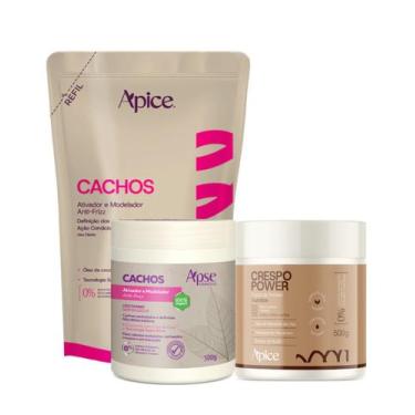 Imagem de Kit Creme de Pentear Crespo, Ativador e Refil ativador 500g cachos Api