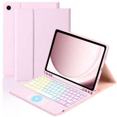 Imagem de MePadKey Capa com teclado Touchpad para Samsung Galaxy Tab A11 Plus/A9 Plus 2025/2023 de 11 polegadas, teclado de carregamento tipo C com luz de fundo de 7 cores com suporte para lápis, compatível com