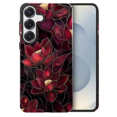 Imagem de heindiy Compatível com Samsung Galaxy S25 Plus, capa brilhante, proteção total, à prova de choque, anti-arranhões, capa de TPU, capas para homem mulher - flor de lótus vibrante
