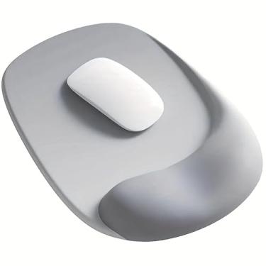Imagem de Mouse pad ergonômico com suporte de pulso em gel - tecido premium, antiderrapante, perfeito para laptops e desktops, ideal para escritório e jogos, base de borracha