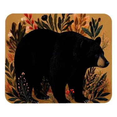 Imagem de Urso preto (1) mouse pad para laptop, sem fio, casa, escritório, viagem, portátil e lavável