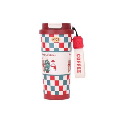 Imagem de ＫＬＫＣＭＳ Caneca térmica de viagem natalina em aço inoxidável, à prova de vazamentos, ideal para levar seu café para a academia ou para esportes. Presente