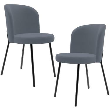 Imagem de Kit 2 Cadeiras Sala De Jantar Estofada Gavi L02 Suede Cinza - Lyam Decor