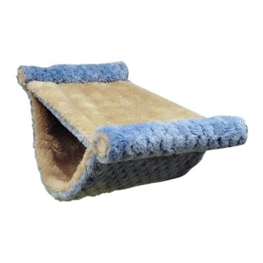 Imagem de Sanpyl Hamster Quente Rede Dupla Camada de Pelúcia Pendurado Cama, Material Macio, Fácil de Limpar, Perfeito para Esquilos Ursos Dourados, Chinchilas (Azul)