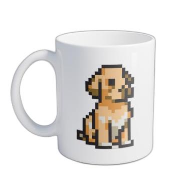 Imagem de Caneca Xícara de Café Porcelana 300ml Design Cachorro Pixelado