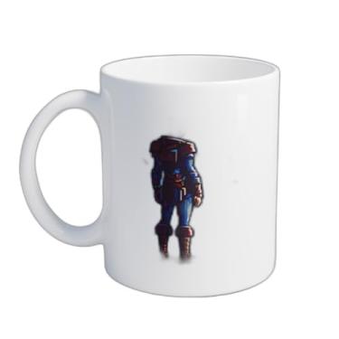Imagem de Caneca Xícara de Café Porcelana 300ml Estilo Anime Mulher com Túnica Branca e Capa Azul