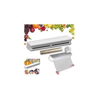 Imagem de Dispenser de Papel Filme Plástico, Material ABS, 36cm de Comprimento, Base Magnética, Corte Preciso, Cor Sortida, Dimensões 6x5x36cm