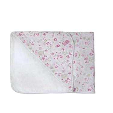 Imagem de Toalha com Capuz Bebê Infantil Menina Menino, 100% Algodão, 80x80cm, Fio 30.1 Penteado, (BABY ROSA)
