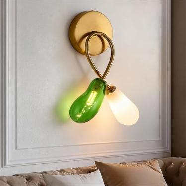 Imagem de OUFULA Berinjela Moderna Lâmpada De Parede LED Personalidade Criatividade Sala Quarto Restaurante Villa Decoração De Casa Corredor Parede Scon (Verde B 2 luzes)